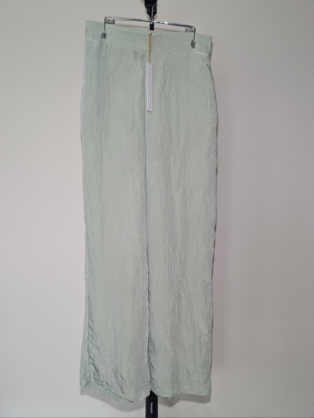 House of Harlow 1960 Light Sage Crinkle High Rise Wide Leg Pants